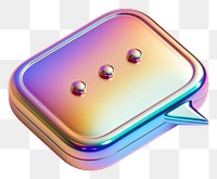PNG  Chat box icon iridescent jewelry tin white background.