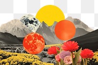 PNG  Collage Retro dreamy nature outdoors balloon flower.