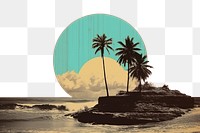 PNG  Collage Retro dreamy beach and sunset outdoors nature ocean.