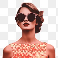 PNG  Collage Retro dreamy beach sunglasses portrait adult.