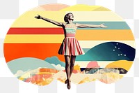 PNG  Collage Retro dreamy girl jumping dancing fun art.