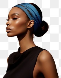 PNG A black woman wearing blue eyeliner with modern brown 2023 headband photography portrait fashion.