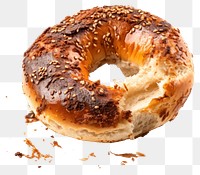 PNG  Bagel with burnt bread food white background.