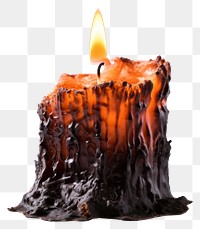 PNG  Candle melt with burnt fire white background illuminated.