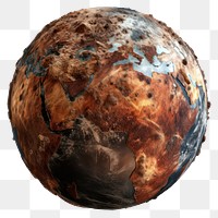 PNG  Earth planet with burnt sphere space globe.