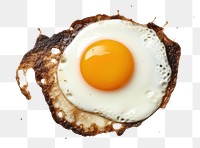 PNG  Fried egg with burnt food white background breakfast.