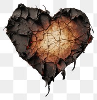 PNG  Paper heart with burnt white background destruction misfortune.