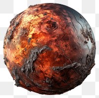 PNG  Planet with burnt sphere space white background.