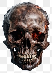 PNG  Skull with burnt white background anthropology aggression.
