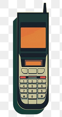 PNG  Retro film of a 90s mobile phone electronics calculator technology.