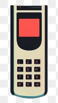 PNG  Retro film of a 90s mobile phone electronics calculator technology.