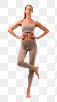 PNG Full length portrait of a fit American woman standing in a yoga position sports adult flexibility.