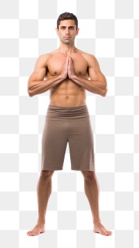 PNG Full length portrait of a fit American woman standing in a yoga position sports shorts adult.