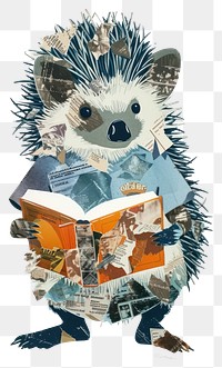 PNG A hedgehog student art reading animal.
