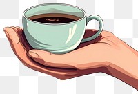 PNG Human hand holding Tea cartoon coffee drink.