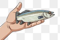PNG Human hand holding Fish fish seafood cartoon.