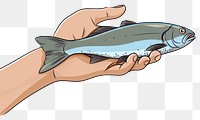 PNG Human hand holding Fish fish cartoon seafood.
