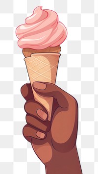 PNG Human hand holding Ice cream dessert cartoon food.