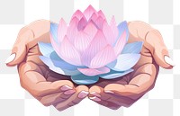 PNG Human hand holding Lotus cartoon flower petal.