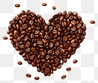 PNG  Coffee beans in heart shape white background cappuccino freshness.