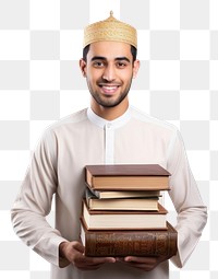 PNG College student holding stack of books adult man  