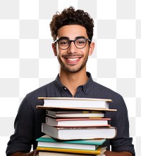 PNG College student holding stack of books publication reading adult. 