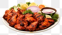 PNG  Tandoori chicken indian food plate meal dish.