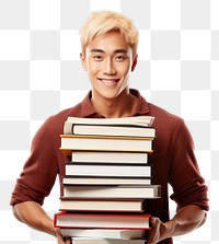 PNG College student holding stack of books publication portrait reading. AI generated Image by rawpixel.