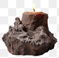 PNG  Rock heavy element Candle shape candle fire white background.