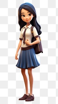 PNG Asian high school girl figurine cartoon skirt. 