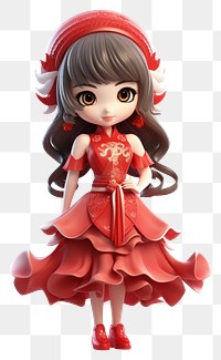 PNG  Chinese woman cartoon dress cute. AI generated Image by rawpixel.