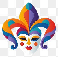 PNG  Mardi gras clown carnival art white background.