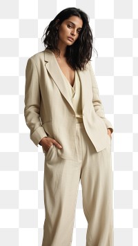 PNG Cream casual suit mockup fashion adult coat.