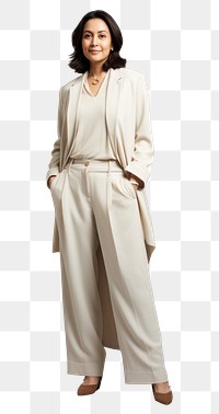 PNG Cream casual suit mockup fashion overcoat dress.