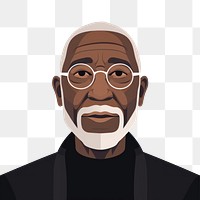 PNG  Old black man portrait glasses adult.