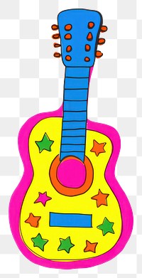 PNG Guitar white background vibrant color creativity. AI generated Image by rawpixel.