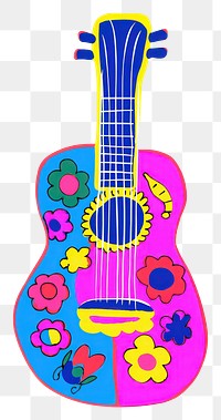 PNG Guitar white background vibrant color creativity. AI generated Image by rawpixel.