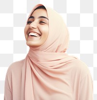 PNG  Happy arab woman laughing scarf smile. AI generated Image by rawpixel.
