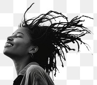PNG Flip dreadlock hair up dreadlocks portrait smile. AI generated Image by rawpixel.