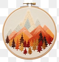 PNG  A piece of cute autumn Mountains in embroidery style mountain pattern tranquility.