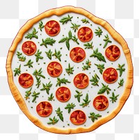 PNG  Cute minimal pizza in embroidery style plate food mozzarella.