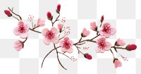 PNG  Cute Cherry blossom in embroidery style flower cherry plant.