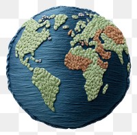 PNG  Cute earth in embroidery style pattern space accessories.