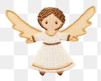 PNG  Cute flying Angel in embroidery style angel toy representation.