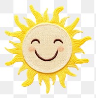 PNG  Cute Sun in embroidery style face sun anthropomorphic.