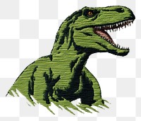PNG  Dinosaur logo in embroidery style dinosaur reptile animal.