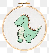 PNG  Minimal cute Dinosaur in embroidery style dinosaur animal representation.