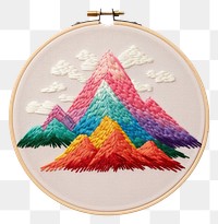 PNG  Mountain in embroidery style pattern representation creativity.