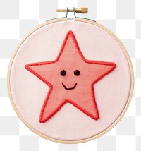 PNG  Round cute star icon in embroidery style anthropomorphic representation accessories.
