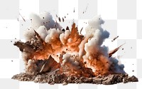 PNG  Controlled avalanche explosion fire white background destruction.